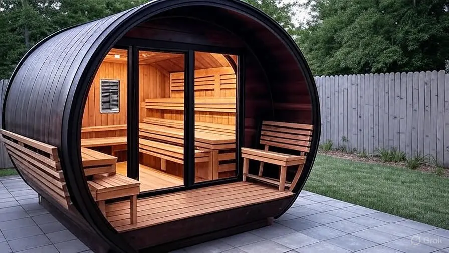 carbonized Wood Outdoor Barrel Sauna